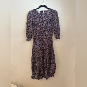 Women’s Floral Midi Dress in Navy and Pink